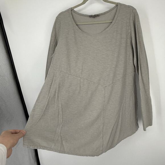 Cut Loose Tunic Top XL Light Gray Linen Cotton Blend Long Sleeve A-Line - Picture 4 of 10